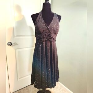 Vintage Sparkling Black Halter Dress
